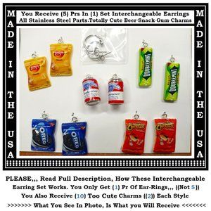 NEW Party Food Charm Interchangeable Earrings - Snack Earrings - Teen Earrings